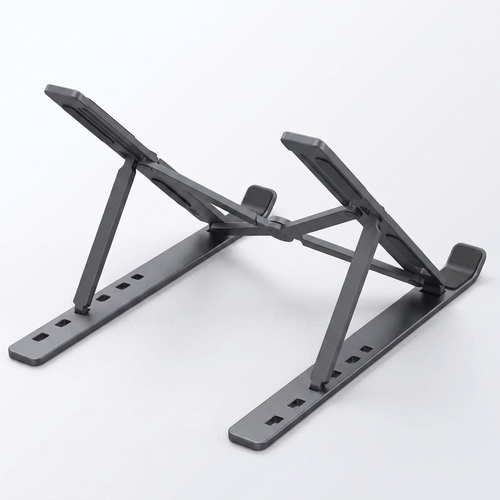 An adjustable aluminum stand that brings your laptop to eye level, ending neck pain and improving airflow for all-day performance.