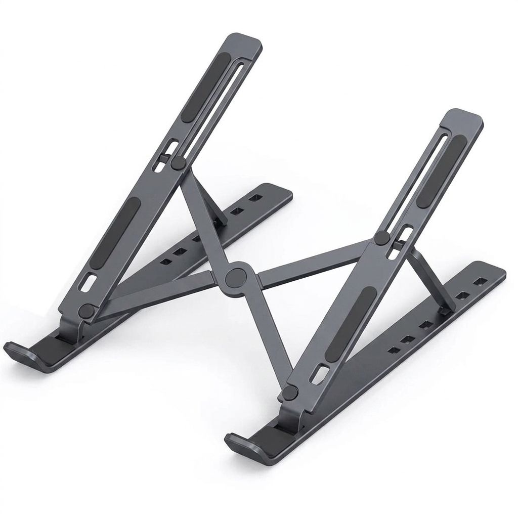 An adjustable aluminum stand that brings your laptop to eye level, ending neck pain and improving airflow for all-day performance.