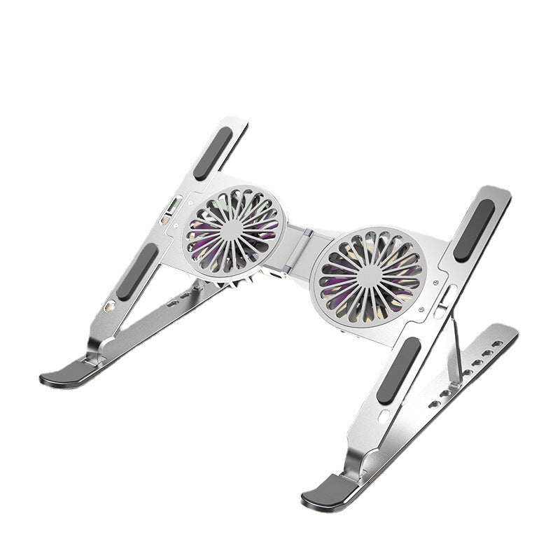 Adjustable laptop stand with cooling fan for heat reduction