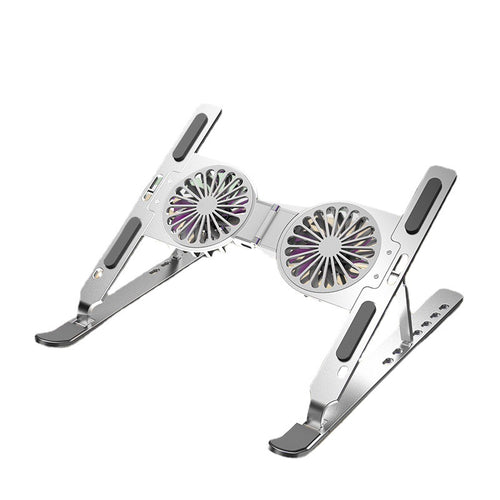 Adjustable laptop stand with cooling fan for heat reduction