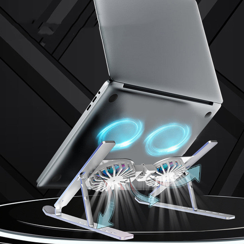 Foldable laptop stand with silent cooling fan and non-slip pads