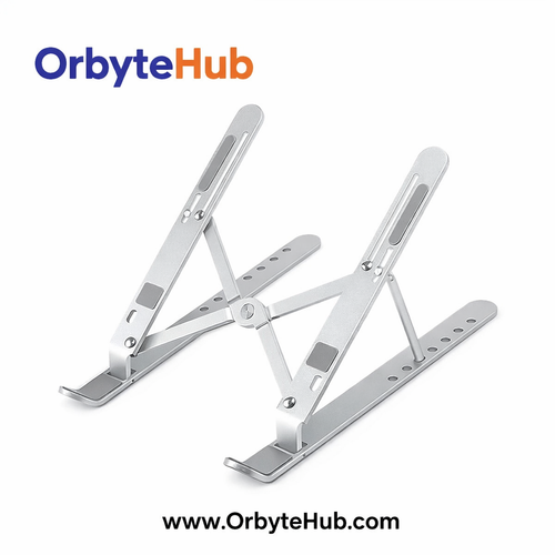 Portable metal laptop stand for improved posture and cooling airflow
